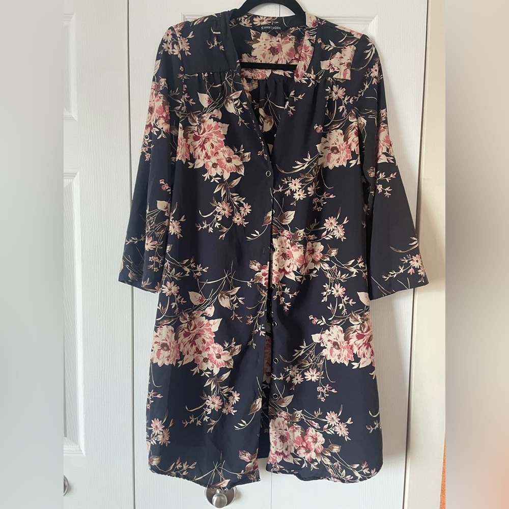 Navy and Floral - 41 Hawthorn Christen Shirt Dress